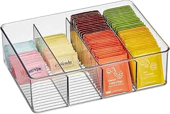 mDesign Plastic Stackable Tea Bag Storage Organizer Bin with 4 Divided Compartments - Holder for ... | Amazon (CA)