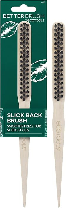 EcoTools Slick Back Hairbrush, Small Brush For The Perfect Ponytail Or Bun, Tease, Smooth, & Style Hair, Tame Frizz & Flyaways, Renewable Bamboo Handle & Vegan Boar Bristles, Cruelty-Free, 1 Count | Amazon (US)