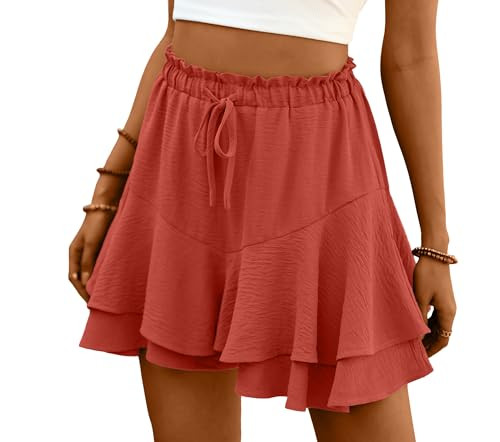 Lepunuo Flowy Shorts for Women Casual Skorts Ruffle Mini Skirts Butterfly Vacation Shorts | Amazon (US)