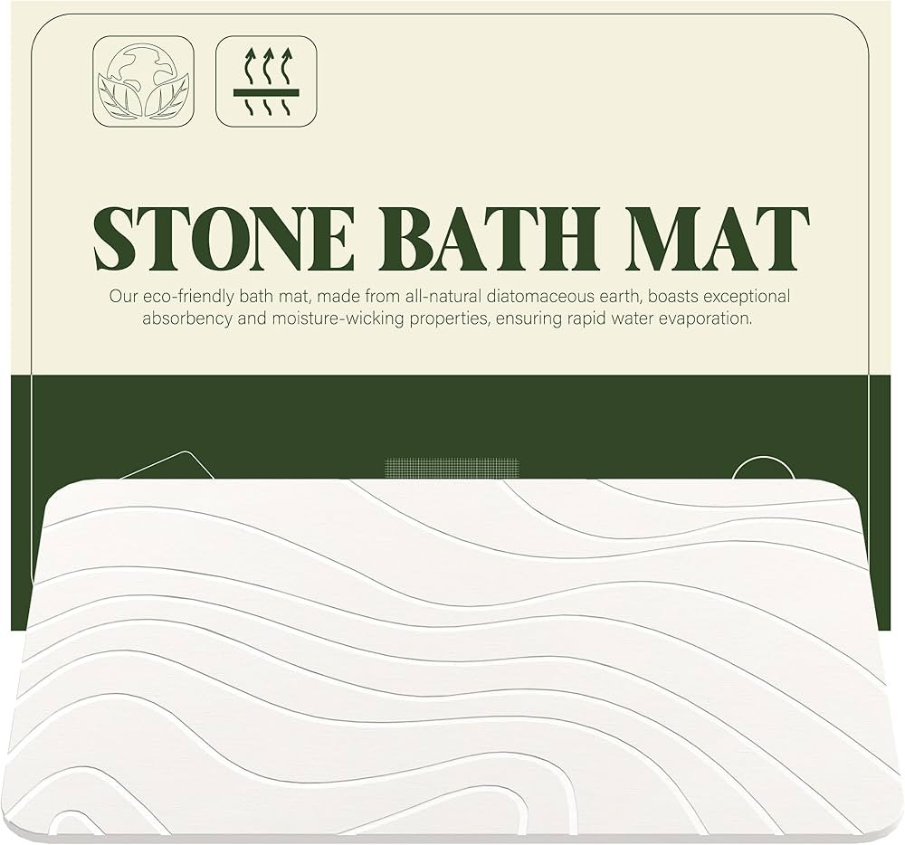 GMFINE Stone Bath Mat, Diatomaceous Earth Bath Mat Bathmat, Non Slip Super Absorbent Quick Drying... | Amazon (US)