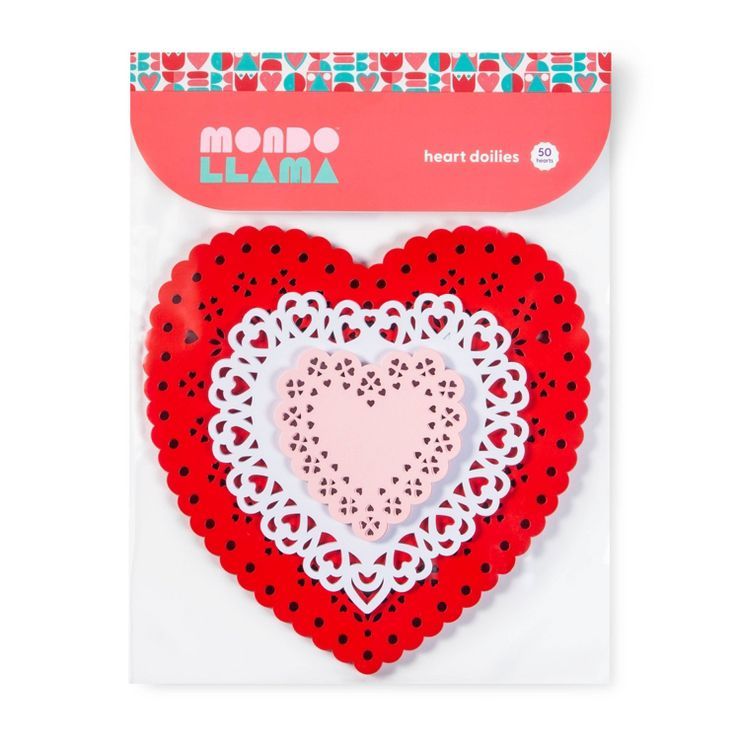 50ct Valentine's Day Heart Shaped Doilies - Mondo Llama™ | Target