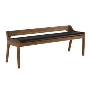 Rasmus Chestnut Wire-Brush Wood Dining Bench with Cushion 22 in. H x 59.5 in. W x 19 in. D | The Home Depot