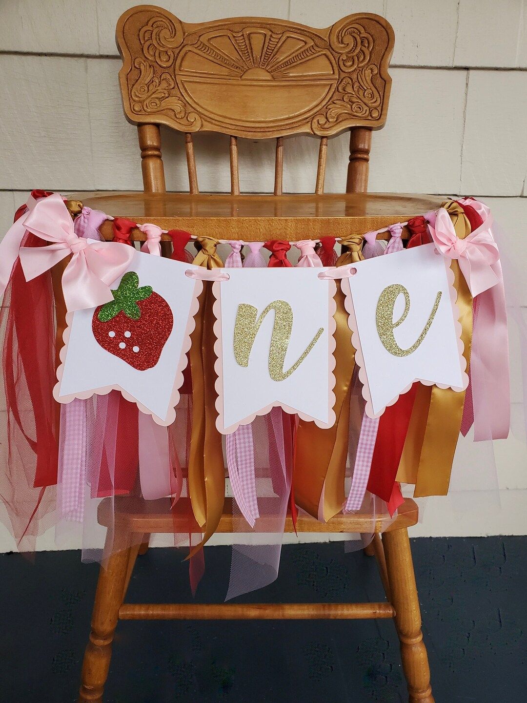 Strawberry High Chair Banner. ONE banner.  Strawberry Garland. Strawberry party decorations. Stra... | Etsy (US)