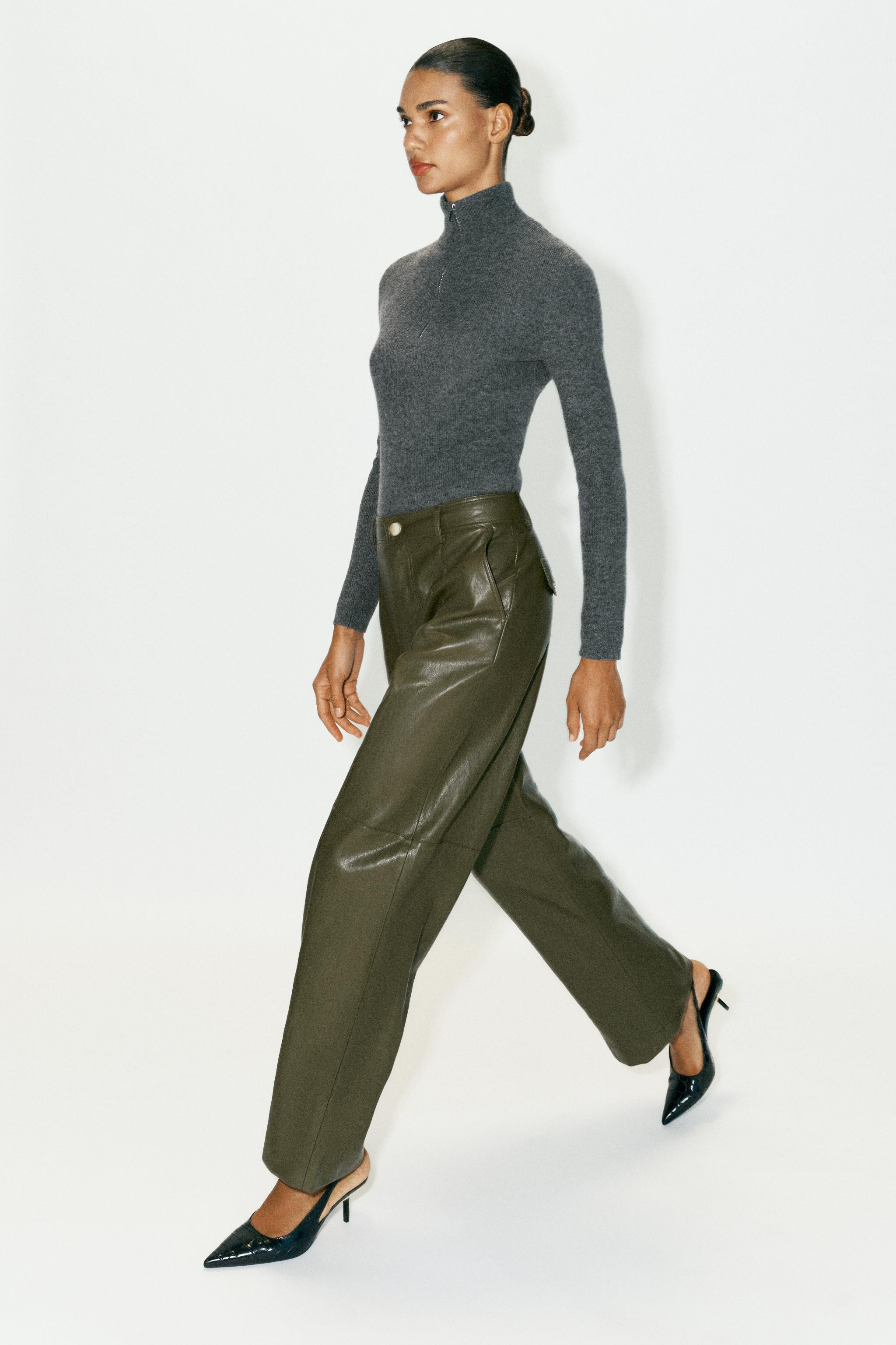 FAUX LEATHER STRAIGHT PANTS | Zara US