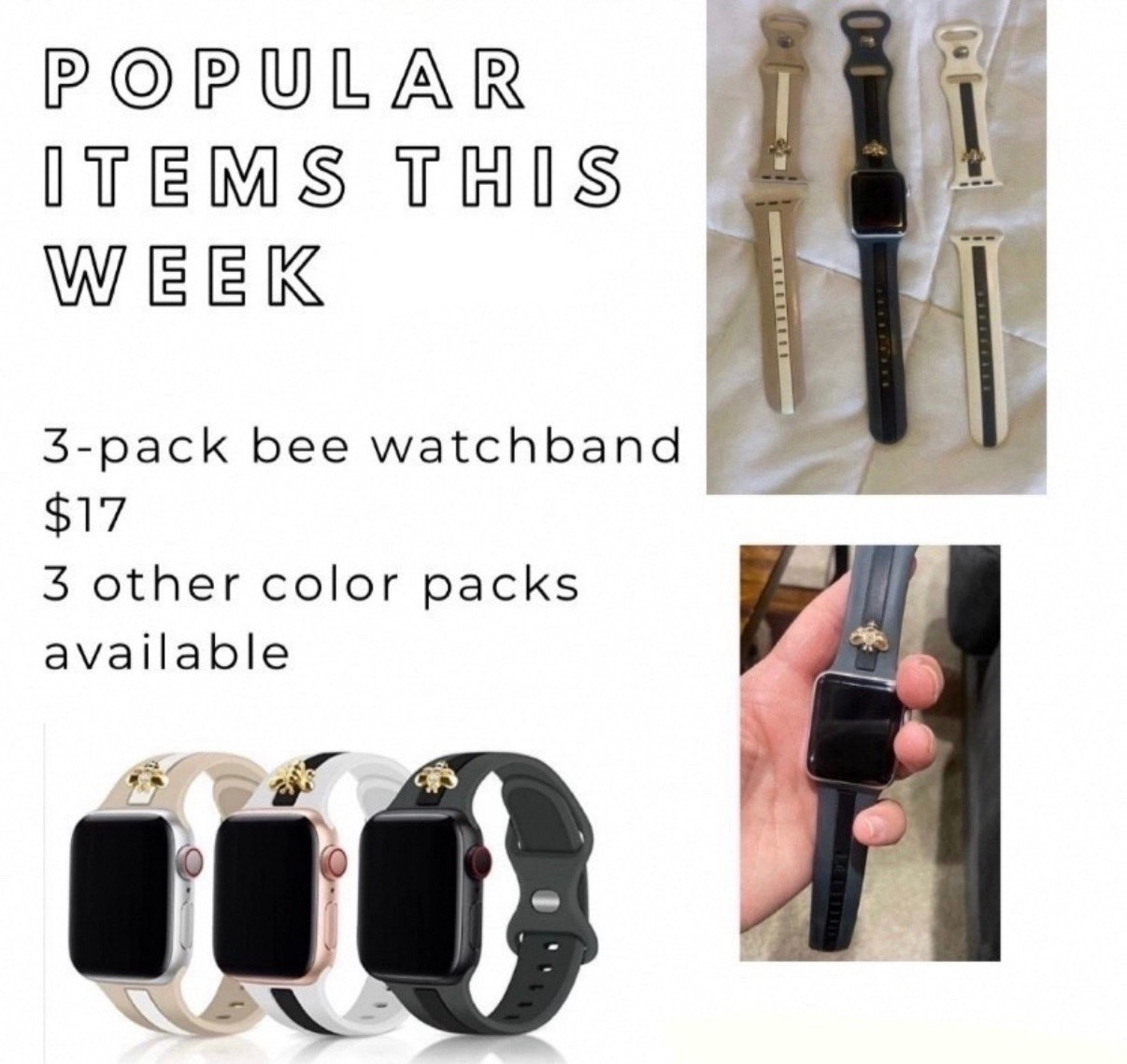 Gift idea for her : designer-look watchband 3-pack 


#designerdupe #applewatchband #watchband #beewatchband #giftsforher #giftsunder20 #giftsunder25 #budgetfinds #budgetfriendly #under25 
 #LTKGiftGuide

#LTKOver40 #LTKU