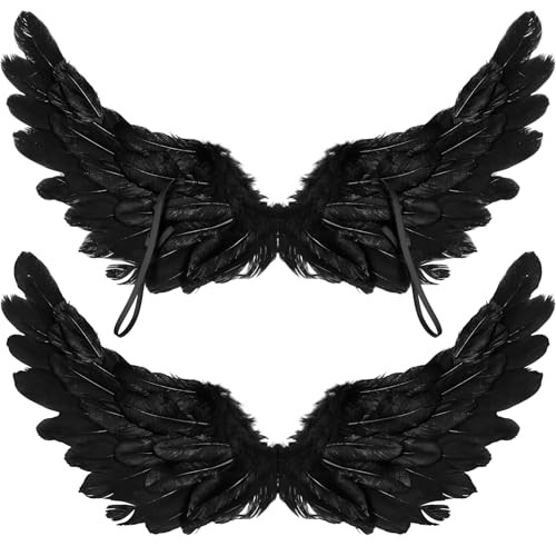 Jenaai 2 Pieces Halloween Angel Wings Feather Wings with Elastic Straps Cosplay Wings for Hallowe... | Amazon (US)