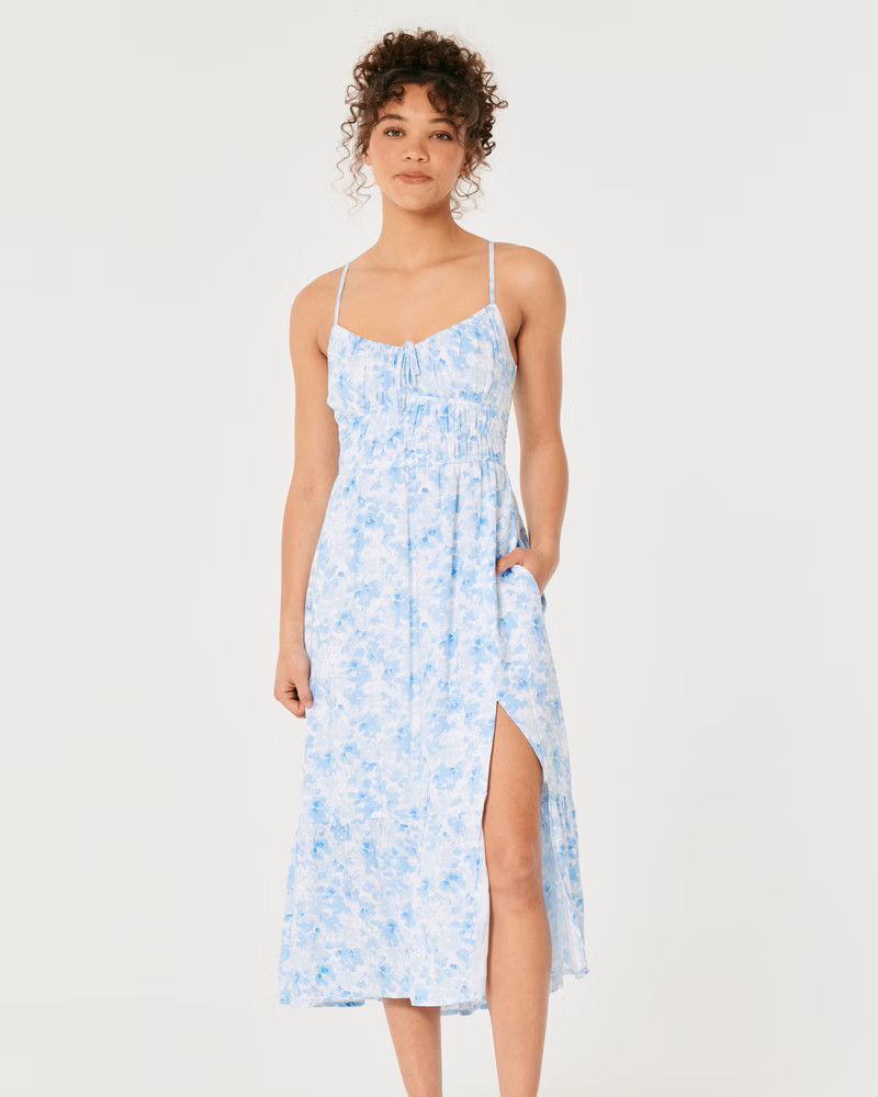 Channeled Bodice Midi Dress | Hollister (US)