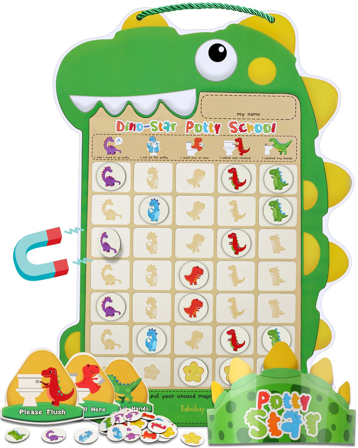 Potty Training Chart for Toddlers Boys & Girls - A Dinosaur Potty Chart with 35 Reusable Magnetic... | Amazon (US)
