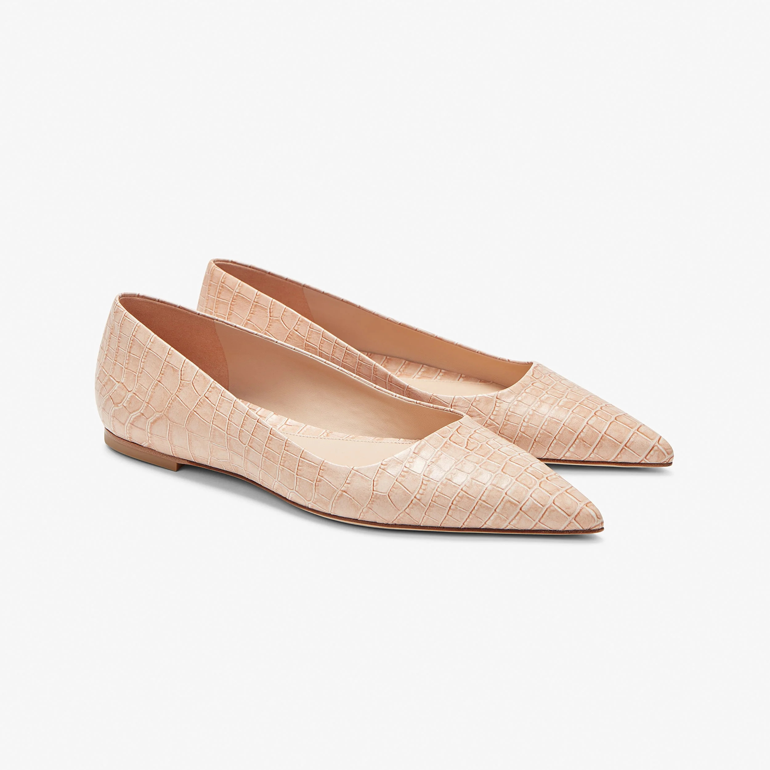 Rowan Flat - Embossed Croc :: Sand | MM LaFleur