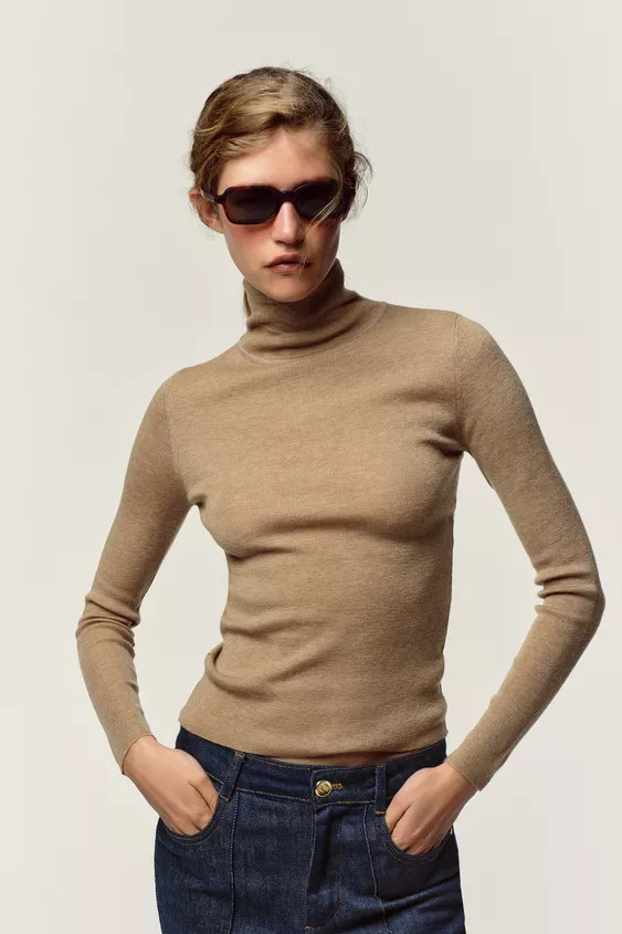 WOOL HIGH-NECK SWEATER | Zara US