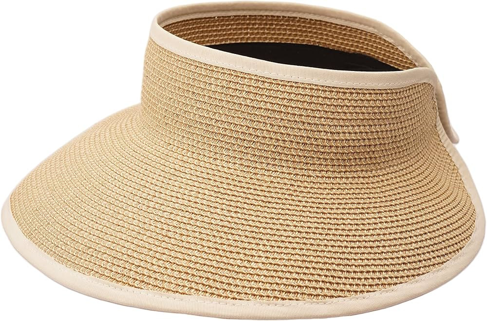 Joywant Sun Visor Hats for Women, Women's Summer Ponytail Foldable Straw Beach Hat with UPF 50+ | Amazon (US)