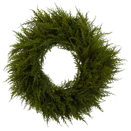 NEARLY NATURAL 24-in Cedar Wreath in Green at Nordstrom | Nordstrom