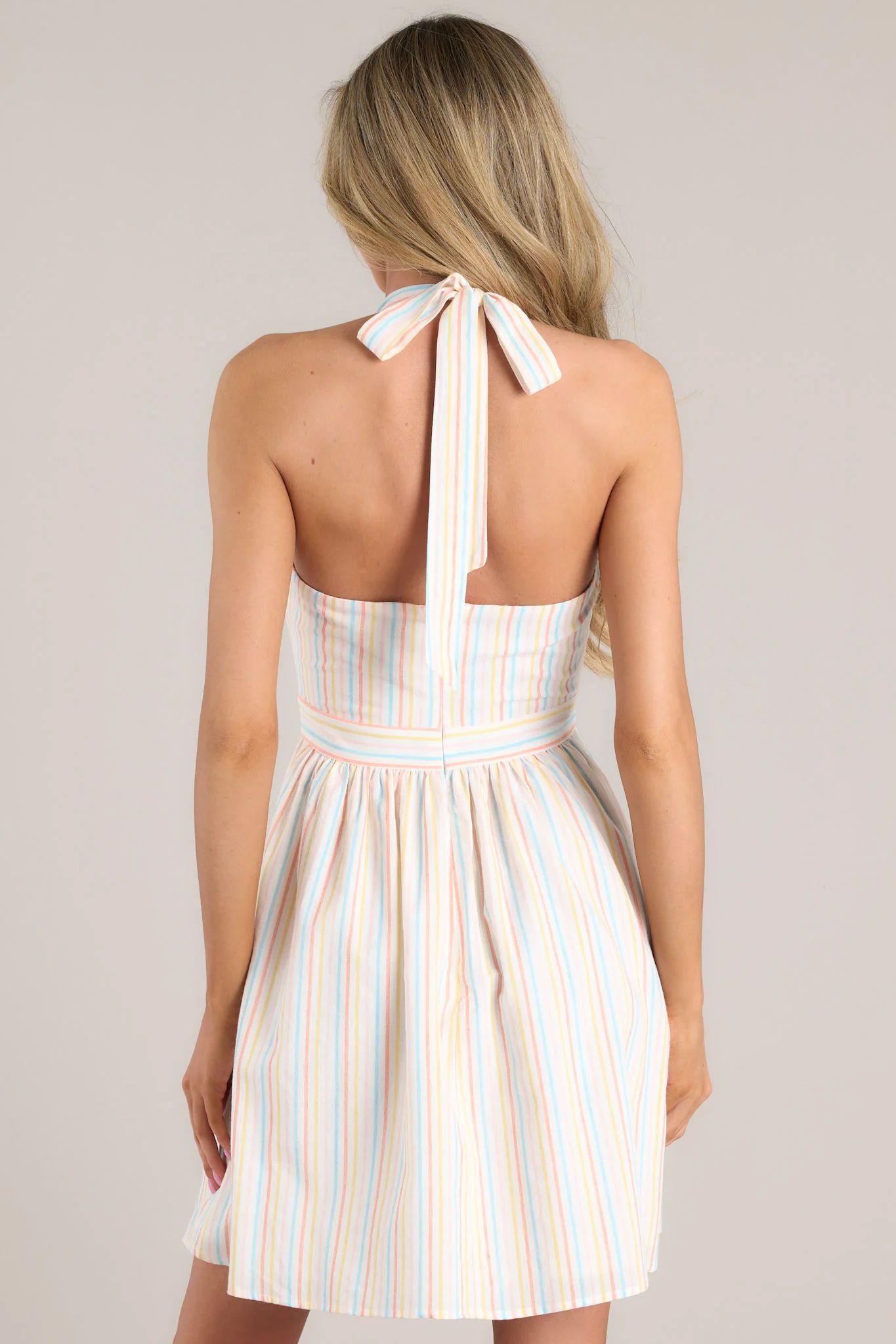 Simple Times White Multi Striped Dress | Red Dress