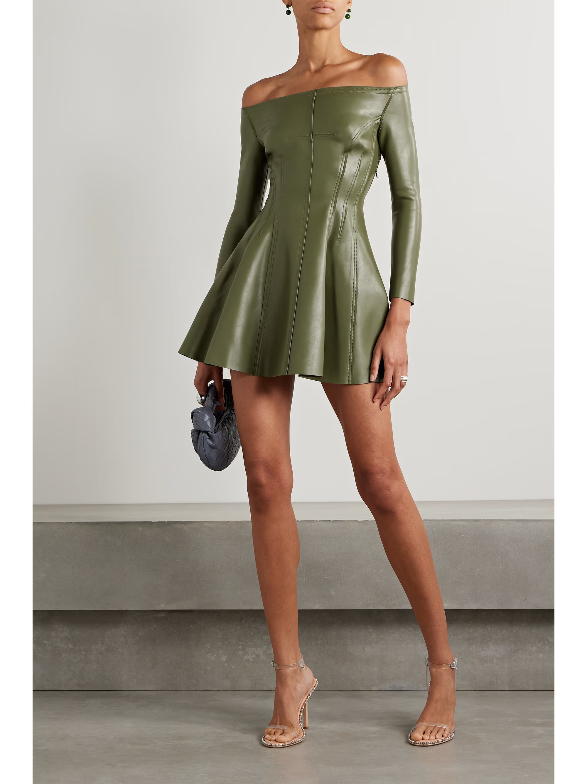 Grace off-the-shoulder vegan leather mini dress | NET-A-PORTER (US)