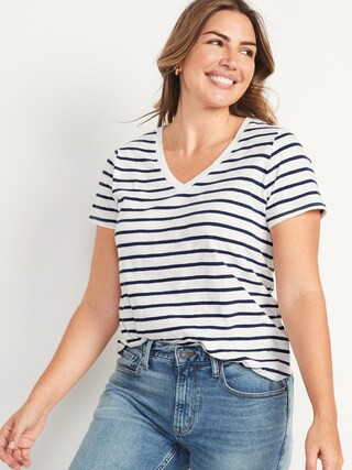 EveryWear Striped Slub-Knit V-Neck T-Shirt for Women | Old Navy (US)