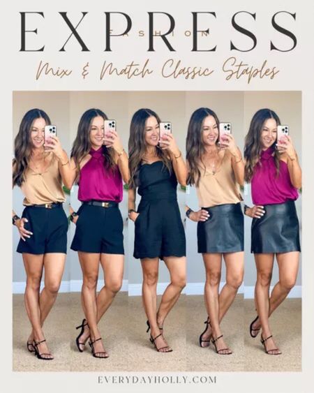 Mix and match classic staples from Express!!

Shorts size 0, faux leather skirt 2, cami & halter neck top XS, tweed romper 2 - all TTS!

Fall  Fall fashion  Fall outfits  Faux leather  Skort  Shorts  Satin  Silk  Cami  Halter neck  Heels  Strappy heels  Romper  Tweed  Express  Girls night out  Date night  Workwear

#LTKSeasonal #LTKstyletip #LTKworkwear