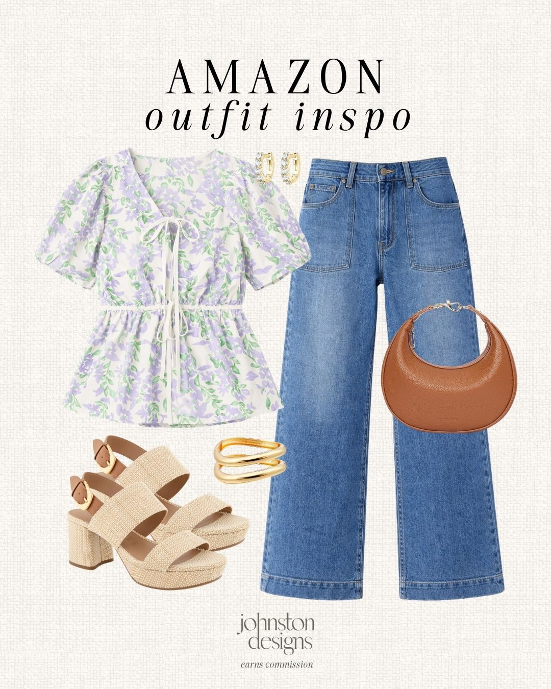 Amazon outfit that looks designer. This spring outfit is the perfect mix of feminine + effortless from the floral blouse to the wide leg jeans and neutral heels. ✨

Amazon outfit, spring outfit ideas, amazon fashion finds, affordable outfit ideas, wide leg jeans outfit, floral blouse outfit, neutral outfit aesthetic, casual chic outfit, everyday outfit inspo, amazon style finds 

 #LTKootd