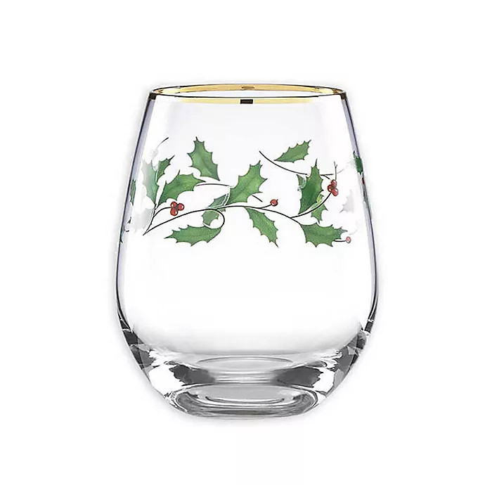 Lenox® Holiday Decal Stemless Wine Glasses (Set of 4) | Bed Bath & Beyond | Bed Bath & Beyond