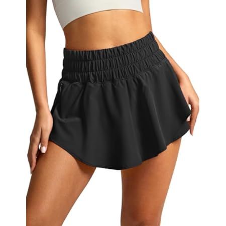 CRZ YOGA Athletic Shorts for Women High Waisted Flowy Ruffle Skirt Overlay Workout Running Tennis... | Amazon (US)