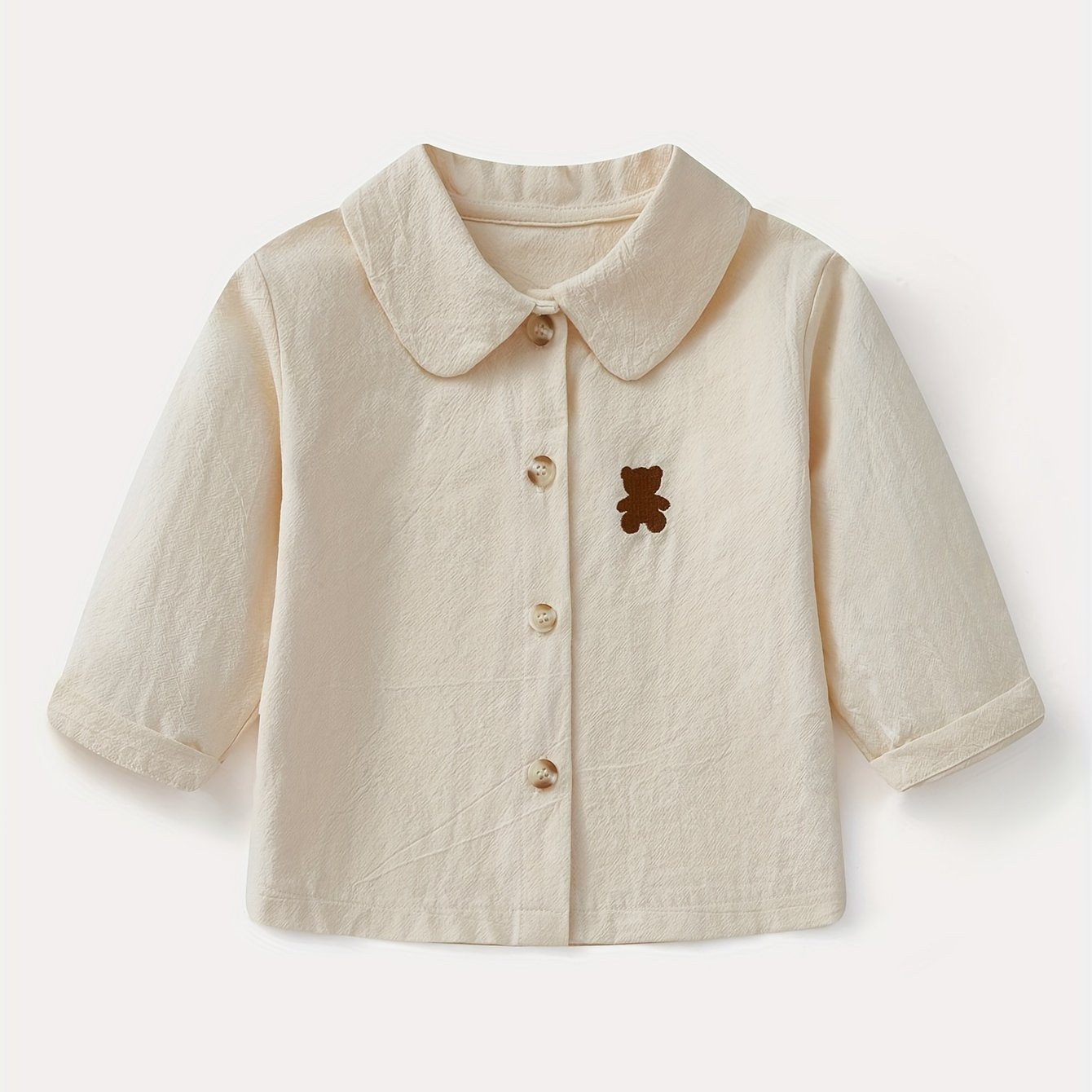 Baby's Bear Embroidery Comfy Cotton Shirt Casual Button Long - Temu | Temu Affiliate Program