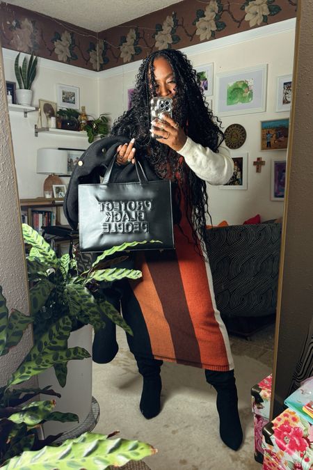 Kicking off #BlackHistoryMonth with what I like to call my “melanin” dress - wearing TTS and bag is by https://cise.store

#LTKmidsize #LTKover40 #LTKMostLoved