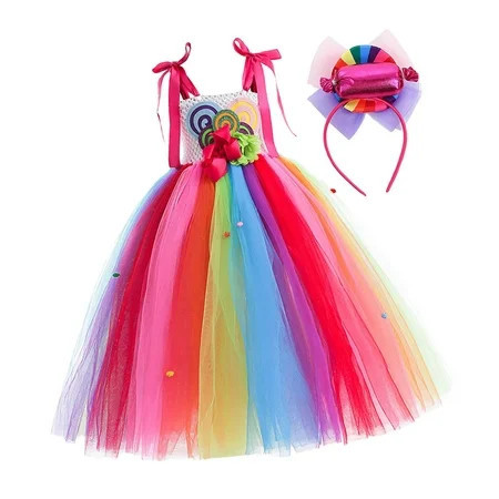 yuksok Candy Dress for Girls Colorful Dress for Masquerade Wedding Holiday 130 | Walmart (US)