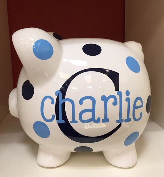 Personalized Large Piggy Bank-Piggy bank for boys-Piggy bank for girls-piggy banks for boys-Charl... | Etsy (US)