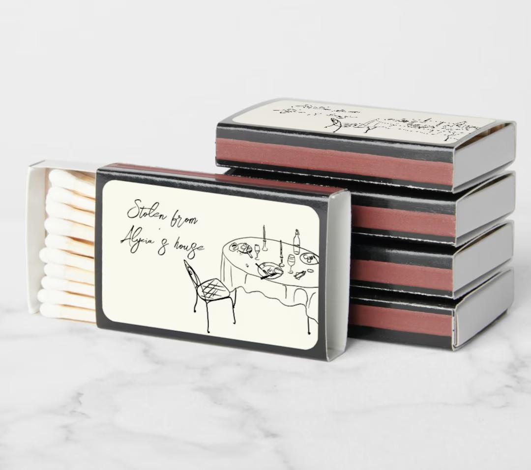 Housewarming Matchboxes: Sketchy Dining Table Design, Host Gift (set of 50) - Etsy | Etsy (US)