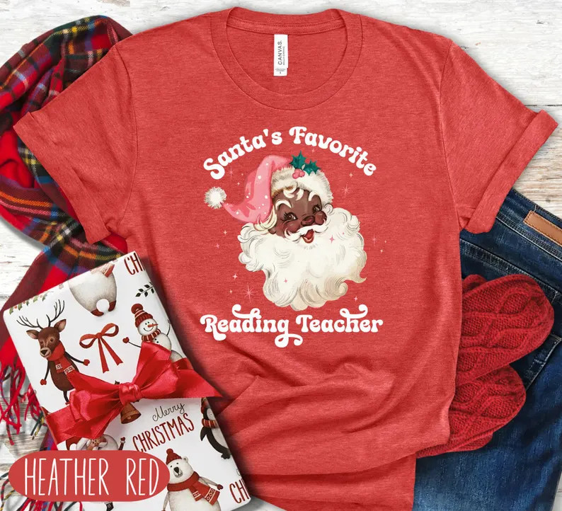 Reading Teacher Christmas Shirt,santa's Favorite Reading Teachers T-shirt,santa Claus Gift,specia... | Etsy (US)