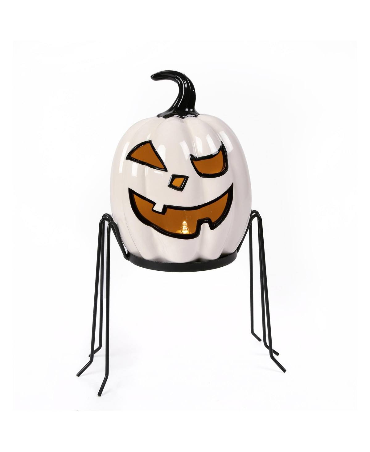 National Tree Company 15" Pre-Lit Ghost Pumpkin In Stand - White | Macy's