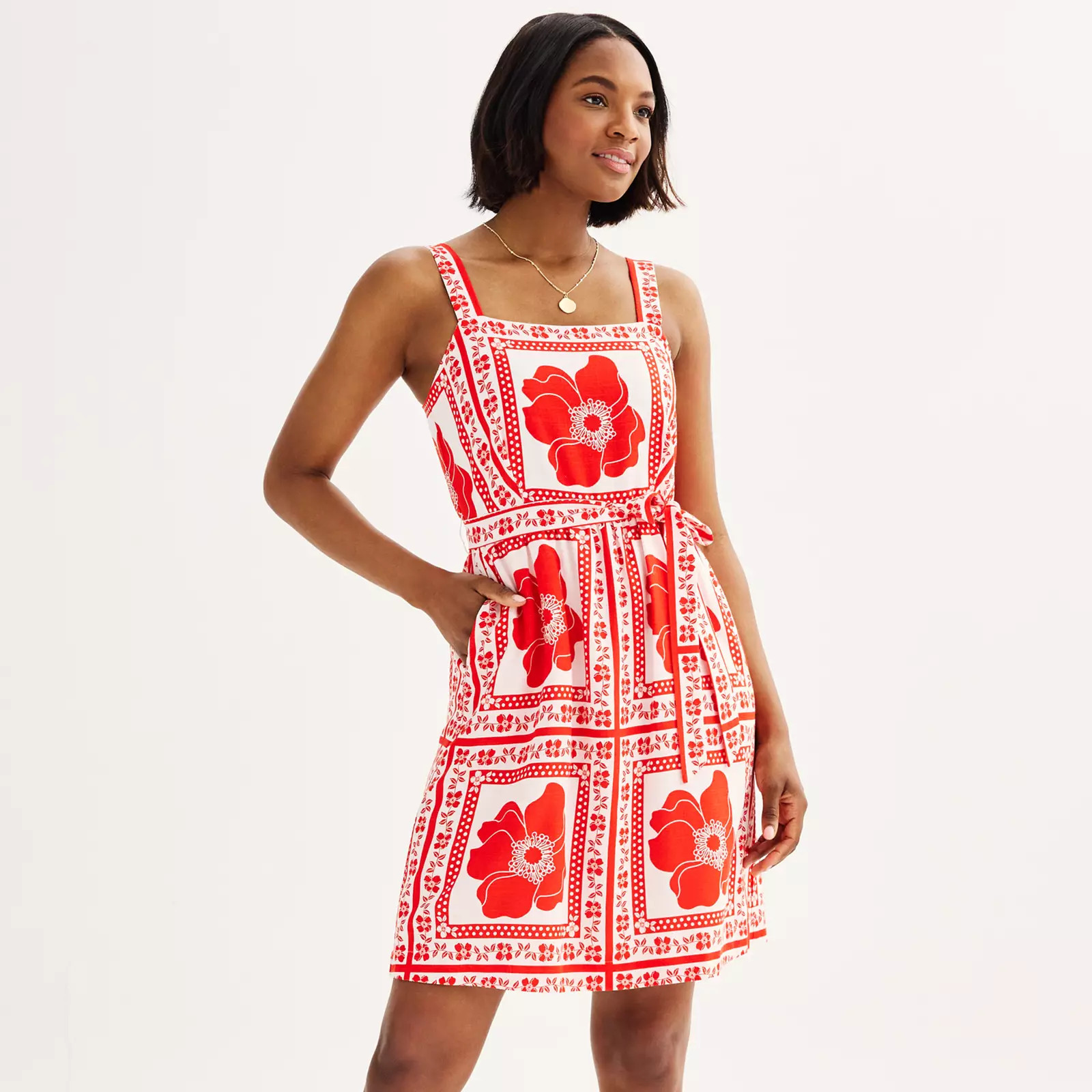 Women's Draper James Tie Waist Dress, Size: Large, Red Magnolia | Kohl's