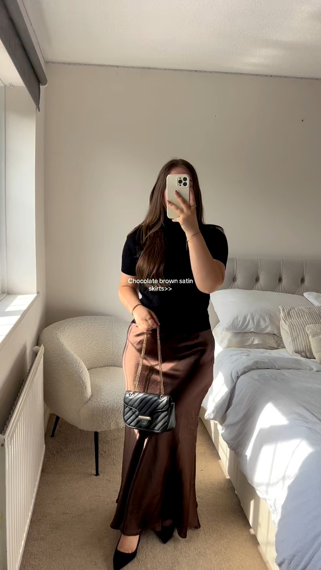 Chocolate brown satin skirt styling 

#LTKautumn #LTKstyletip #LTKuk