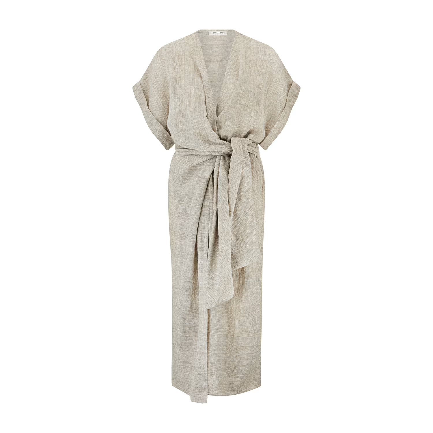 Kim Luxe Linen Wrap Dress - Natural | Wolf & Badger