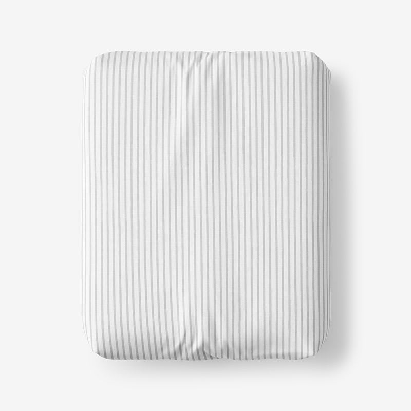 Company Cotton™ Pinstripe Percale Fitted Sheet - Gray, Size KING | The Company Store | The Company Store