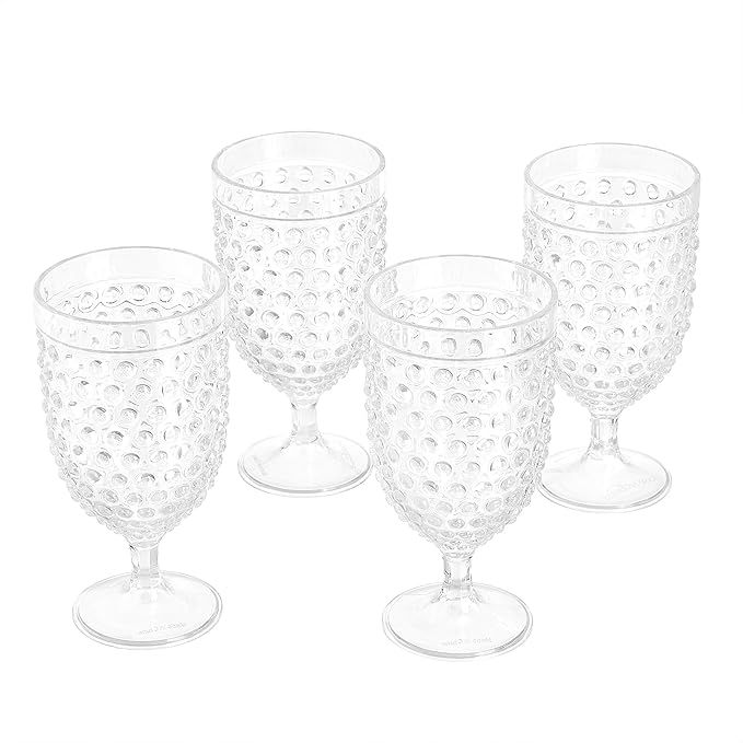 Amazon Basics Tritan Hobnail Texture Footed Iced Tea Glasses - 17-Ounce, Set of 4 | Amazon (US)
