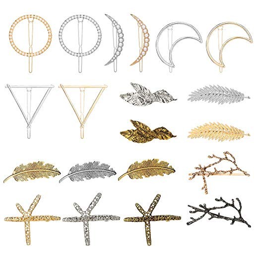 Vintage Hair Clip, 20Pcs Hair Clips Moon Triangle Circle Feather Tree Leaf Hair Clips Metal Hair ... | Amazon (US)