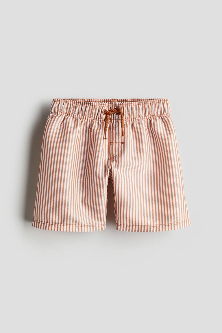 Swim Shorts - Regular waist - Short - Brown/striped - Kids | H&M US | H&M (US + CA)