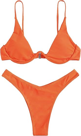Verdusa Women's Sexy Triangle Bathing Two Pieces Swimsuit Bikini Set | Amazon (US)