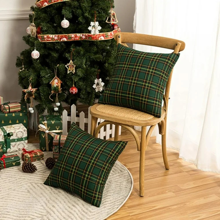 Set of 2 Christmas Scottish Tartan Plaid Throw Pillow Covers Farmhouse Classic Decorative Square ... | Walmart (US)