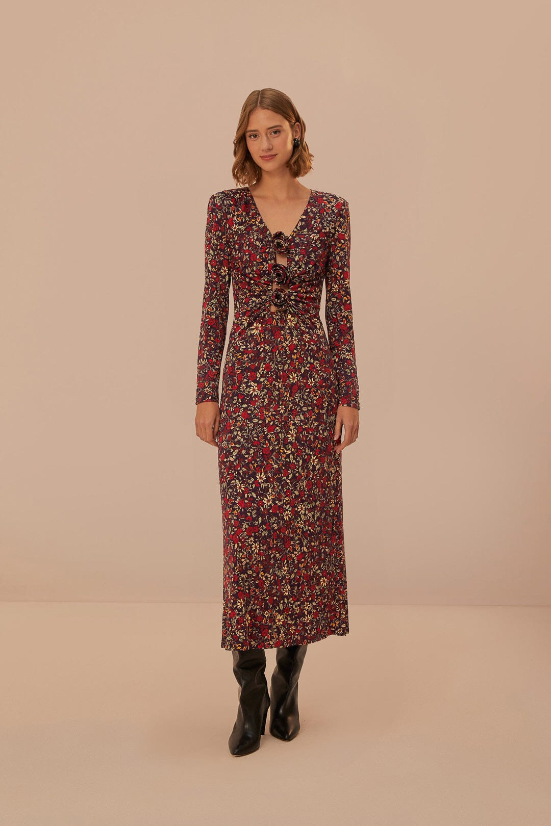 Purple Chelsea Garden Flowers Knot Maxi Dress | FarmRio (US)