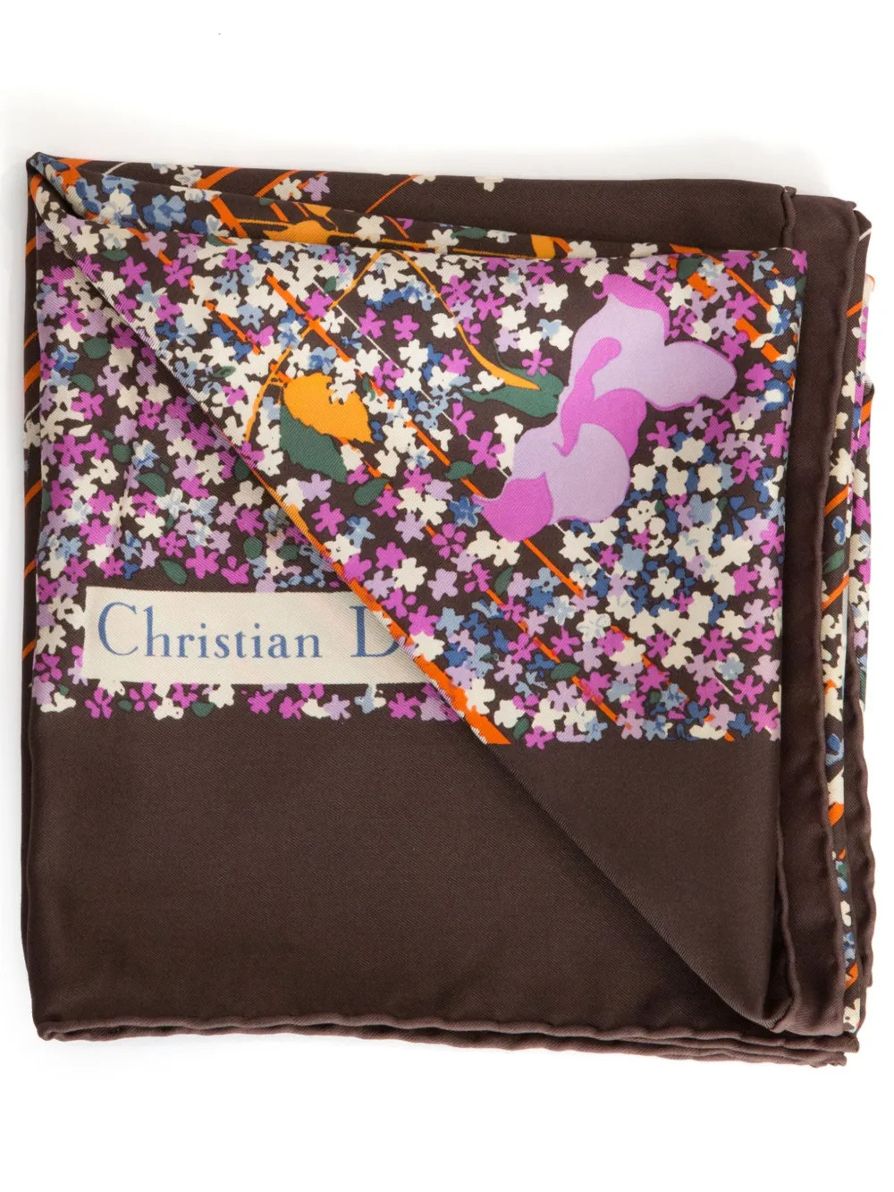 Christian Dior Pre-Owned 1970s floral-print scarf - Brown | Farfetch Global