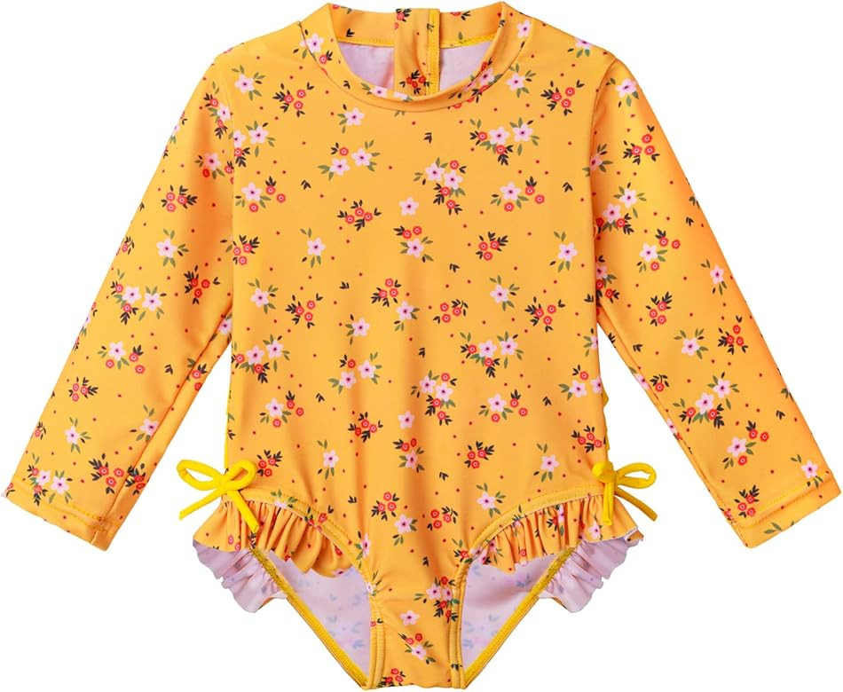 Girls Long Sleeve Zipper Rash Guard 1 Piece UPF 50+ Sun Protection | Amazon (US)