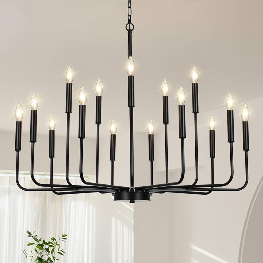 Black Chandeliers for Dining Room Light Fixture Over Table, Modern Farmhouse Chandeliers for Livi... | Amazon (US)