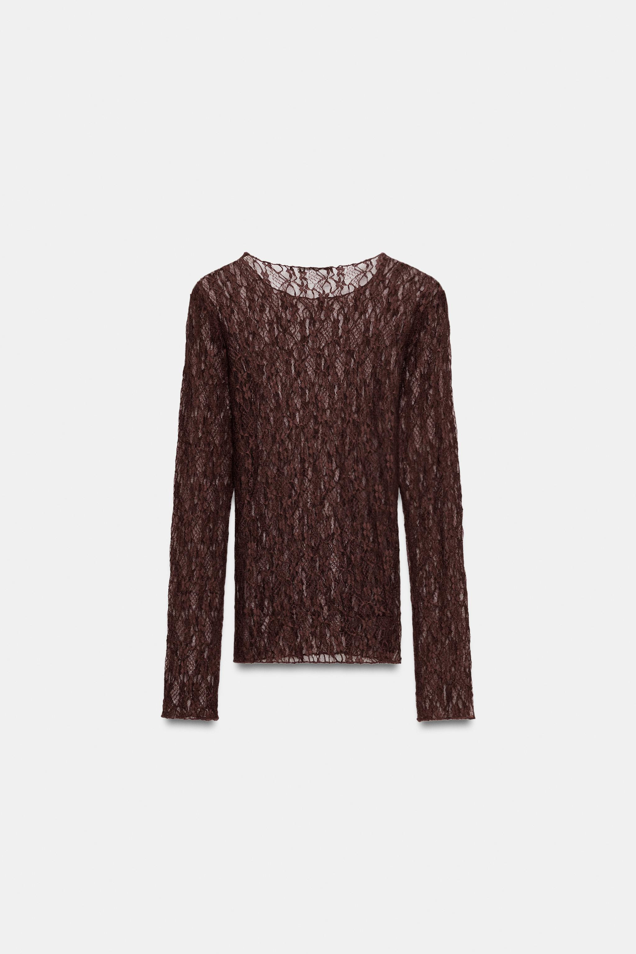LONG SLEEVE LACE TOP | Zara AU