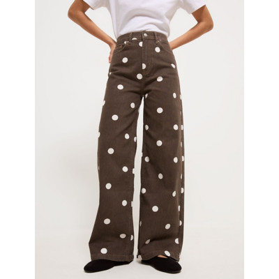 George Brown Polka Dot Wide Leg Jeans - Chocolate Brown | George