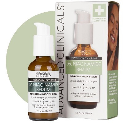 Advanced Clinicals Brightening 5% Niacinamide Face Serum W/ Vitamin C + Hyaluronic Acid For Blotchy Skin, 1.75 Fl Oz | Target