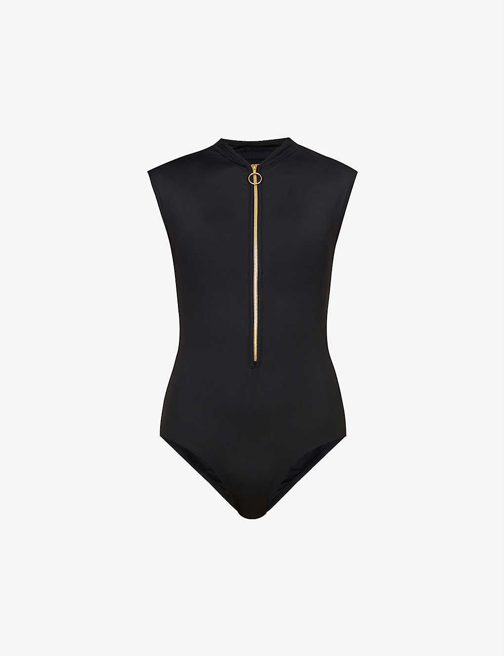 Collective zip-front stretch-recycled nylon swimsuit | Selfridges