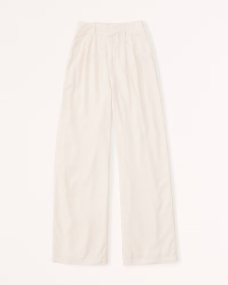 Tailored Linen-Blend Wide Leg Pants | Abercrombie & Fitch (US)