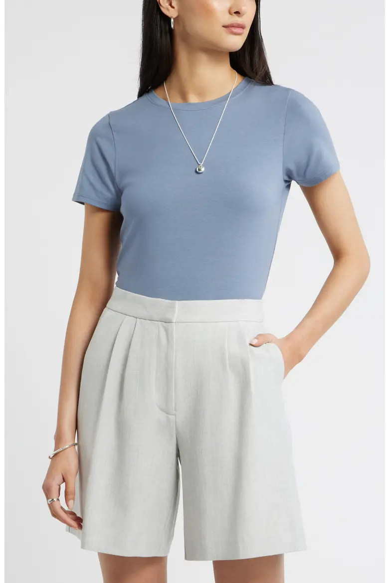 Pima Cotton Blend Crewneck T-Shirt (Women) | Nordstrom | Nordstrom