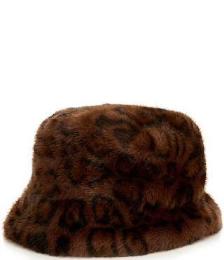 Gemma Layne Leopard Faux Fur Bucket Hat | Dillard's | Dillard's